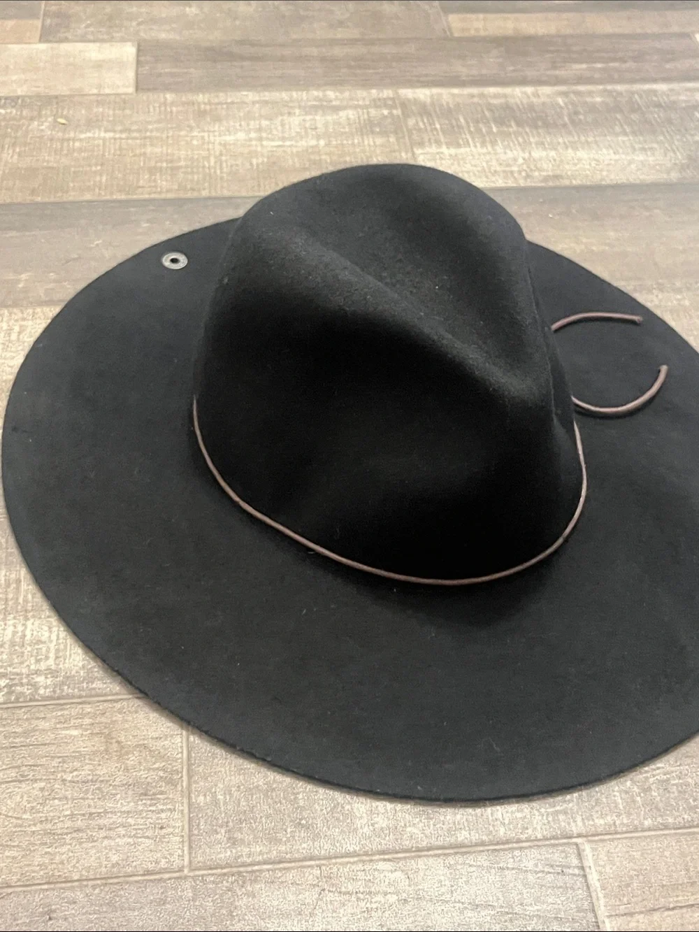 Peter Grimm Black Wool Wide 3 3/4” brim Wool Floppy Hat with Branded Interior - Picture 7 of 10
